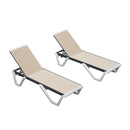 Clearance-PURPLE LEAF Patio Chaise Lounge Plastic Pool Outdoor Lounge Chair with Aluminum Frame Stackable Patio Tanning Chairs for Poolside Sunbathing Beach Deck Yard