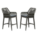 PURPLE LEAF Modern Bar Stools Set of 2, Aluminum Bar Stool with Cushion for Indoor and Outdoor, Kitchen Island