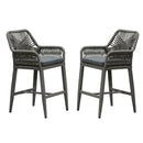 PURPLE LEAF Modern Bar Stools Set of 2, Aluminum Bar Stool with Cushion for Indoor and Outdoor, Kitchen Island