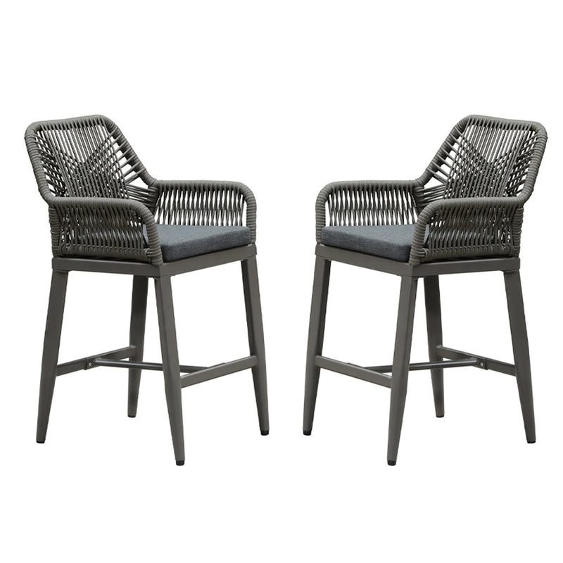 PURPLE LEAF Modern Bar Stools Set of 2, Aluminum Bar Stool with Cushion for Indoor and Outdoor, Kitchen Island
