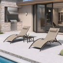 Purple Leaf bronze aluminum outdoor chaise lounge chairs with side table, adjustable recliner.