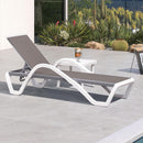 PURPLE LEAF Patio Chaise Lounge Chair Outdoor Plastic Textilene Sun Bathing Recliner Tanning Pool Lounger with 6 Adjustable Position for Outside Beach in-Pool Lawn Poolside