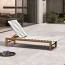 PURPLE LEAF Outdoor Teak Chaise Lounge Chair, Wood Grain Aluminum Outdoor Pool Lounge Chairs with Adjustable Backrest, Breathable Recliner for Patio, Poolside, Garden