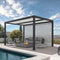 PURPLE LEAF Louvered Pergola Grey Outdoor Aluminum Pergola with Roller Blinds Adjustable Gazebo Rainproof for Patio Deck Garden