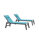 PURPLE LEAF Outdoor Lounge Chair Patio Chaise Pool Lounger Aluminum Frame with Side Table and Wheels for Outside Sunbathing Tanning Recliner Including Pillows