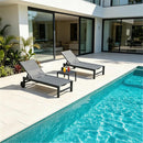 PURPLE LEAF Outdoor Chaise Lounge with Wheels Patio Lounge Chair Recliner