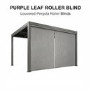 PURPLE LEAF Athena Louvered Pergola Grey Outdoor Aluminum Pergola with Solid Color Roller Blind Adjustable Gazebo for Patio Deck Garden