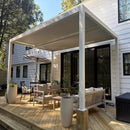 PURPLE LEAF Athena Louvered Pergola Modern White Pergola with Adjustable Roof for Deck Backyard Garden