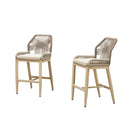 PURPLE LEAF Patio Bar Stools Counter Stools Outdoor Rattan Chairs with Back Modern Aluminum Woven Barstools for Garden Patio Kitchen Indoor
