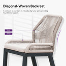 PURPLE LEAF Outdoor Bar Stools Wicker Rattan Bar Stools with Back Aluminum Outside Garden Patio Bar Chairs