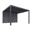 PURPLE LEAF Louvered Pergola Grey Outdoor Aluminum Pergola with Shutter Wall Adjustable Gazebo Rainproof for Patio Deck Garden