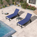 PURPLE LEAF Outdoor Chaise Lounge with Wheels Patio Lounge Chair Recliner