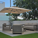 PURPLE LEAF Caesar U-Shaped Patio Conversation Set with Khaki Cushion Pillows and Ottoman Couch for Patio Backyard