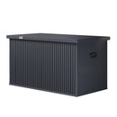 PURPLE LEAF Galvanized Steel Outdoor Deck Box with Wheels, Gray
