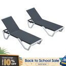 Clearance-PURPLE LEAF Patio Chaise Lounge Plastic Pool Outdoor Lounge Chair with Aluminum Frame Stackable Patio Tanning Chairs for Poolside Sunbathing Beach Deck Yard