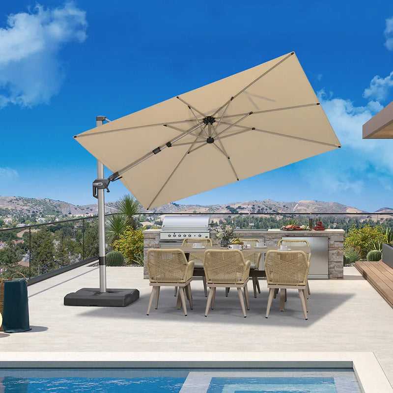 PURPLE LEAF Deluxe Left-Right Tilting Patio Umbrella Outdoor Swivel Cantilever Umbrellas