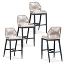 PURPLE LEAF Bar Stools Set of 4 Outdoor Aluminum Barstools with Back Modern Wicker Rattan Boho Garden Pool Patio Bar Chairs