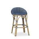 PURPLE LEAF Patio Oversized Backrest Bar Height Stool Set of 2 Outdoor Round Barstools Aluminum Frame Woven Rattan for Indoor Kitchen Dining Bistros Cafe Restaurant