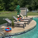 PURPLE LEAF Outdoor Textilene Chaise Lounge with Wheels for Outside Aluminum Patio Lounge Chair with 5 Adjustable Position Recliner for Patio, Beach, Yard, Pool, Side Table Included