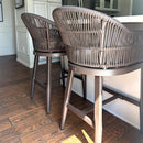 PURPLE LEAF Outdoor Bar Stools Set of 2 Rattan Bar Stools Counter Stools with Back and Cushions  for Patio, Garden, Kitchen