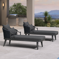 PURPLE LEAF Outdoor Lounge Chair, Patio Chaise Lounge with Cushioned Seat & Supportive Armrests, Ergonomic Aluminum Pool Lounge Chairs for Backyard Deck Poolside, Teak