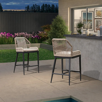 Outdoor Bar Stool Set of Modern Counter Height Patio Furniture