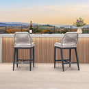 PURPLE LEAF Bar Stools Set of 4 Outdoor Aluminum Barstools with Back Modern Wicker Rattan Boho Garden Pool Patio Bar Chairs