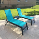 PURPLE LEAF Outdoor Aluminum Chaise Lounge Set of 3 with Wheels and Side Table for Outdoor Backyard Poolside