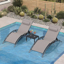 PURPLE LEAF Patio Chaise Lounge Set Outdoor Beach Pool Sunbathing Lawn Lounger Recliner Chair Outside Chairs with Side Table Included