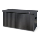 PURPLE LEAF Galvanized Steel Outdoor Deck Box with Wheels, Gray
