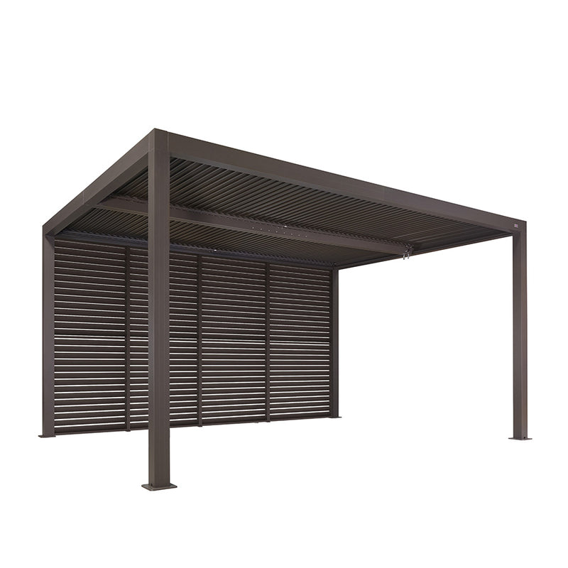 PURPLE LEAF Louvered Pergola Bronze Outdoor Aluminum Pergola with Shutter Wall Adjustable Gazebo Rainproof for Patio Deck Garden