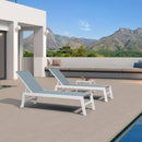 PURPLE LEAF Outdoor Chaise Lounge Chairs Set of 2 White Aluminum Lounge Chair Five-Position Adjustable Chaise with Wheels and Table for Pool Deck Patio
