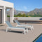 PURPLE LEAF Outdoor Chaise Lounge Chairs Set of 2 White Aluminum Lounge Chair Five-Position Adjustable Chaise with Wheels and Table for Pool Deck Patio