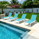 PURPLE LEAF Outdoor Chaise Lounge Set Adjustable Sunbathing Recliner with Side Table for Beach Poolside Patio Outside Aluminum Chaise Lounger