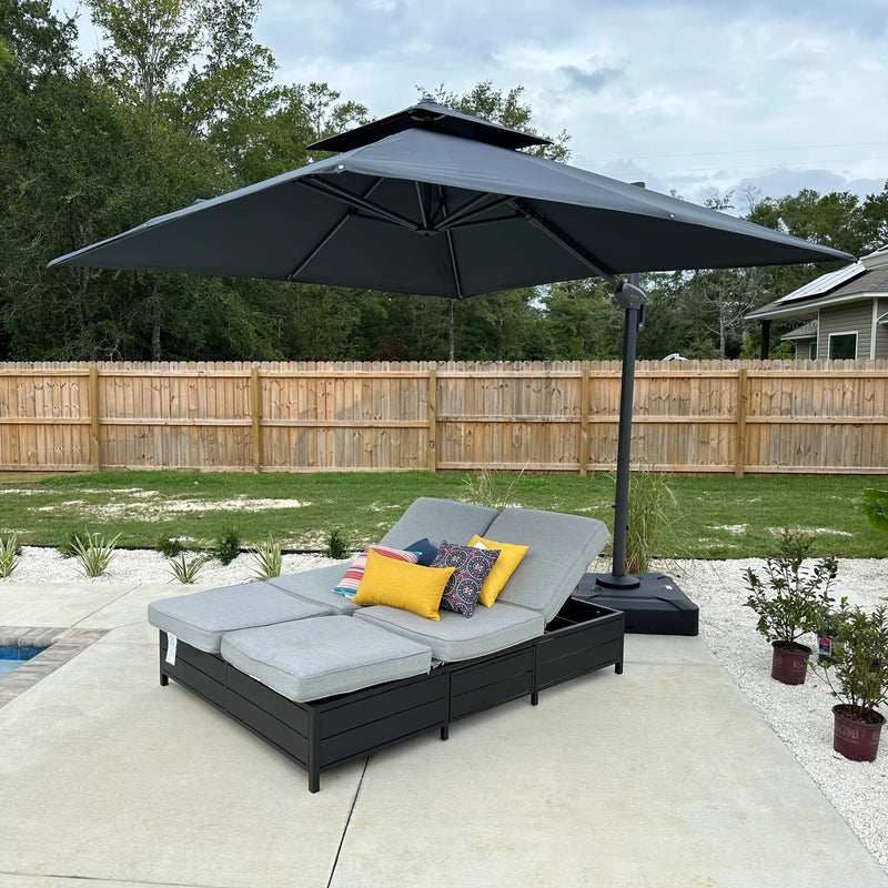 PURPLE LEAF Double Top 10 / 11 / 12 / 9 x 12 ft Square and Rectangle Outdoor Cantilever Umbrella