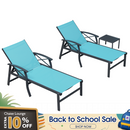 PURPLE LEAF Oversized Chaise Lounge Chair Outdoor Extra Wide Pool Lounge Chairs 5 Adjustable Position with Armrests and Side Table, Aluminum Patio Lounge Chair for Outside, Backyard, Pool