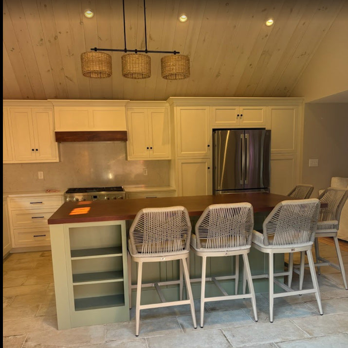 PURPLE LEAF Patio Sunbrella Bar Stools Set of 2  Rattan Bar Aluminum Bar Stool Outdoor Barstools with Back and Cushion for Garden Kitchen Island