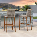 PURPLE LEAF Bar Stools Set of 2 with Back Aluminum Patio Counter Height Stools for Pool Lawn Kitchen All Weather Wicker Outdoor Bar Chairs