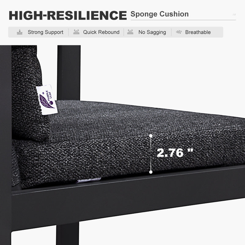 PURPLE LEAF Outdoor Bar Stools Set of 2 Modern Aluminum Barstools with Stainless Removable Cushion Patio Bar Stool for Kitchen Outside Island Backyard