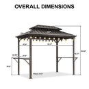 PURPLE LEAF Hardtop Grill Gazebo for Patio Bronze Permanent Metal Roof Outside Sun Shade Outdoor BBQ Canopy with String Lights