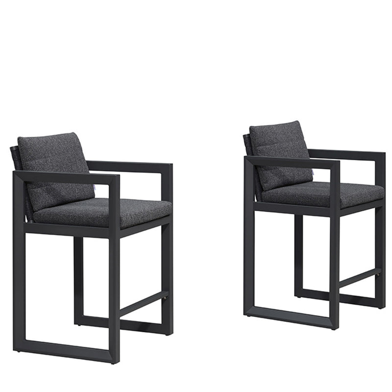 PURPLE LEAF Outdoor Bar Stools Set of 2 Modern Aluminum Barstools with Stainless Removable Cushion Patio Bar Stool for Kitchen Outside Island Backyard