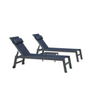 PURPLE LEAF Outdoor Lounge Chair Patio Chaise Pool Lounger Aluminum Frame with Side Table and Wheels for Outside Sunbathing Tanning Recliner Including Pillows