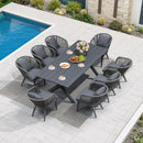 PURPLE LEAF Patio Dining Sets with Aluminum Frame Table & Handwoven Wicker Chairs Grey