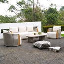 PURPLE LEAF Hailar U-Shaped Patio Conversation Set with Genuine Teak Cushions and Pillows Olefin Rope Backres Outdoor Couch Sets for Porch Garden