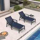 PURPLE LEAF Oversized Chaise Lounge Chair Outdoor Extra Wide Pool Lounge Chairs 5 Adjustable Position with Armrests and Side Table, Aluminum Patio Lounge Chair for Outside, Backyard, Pool