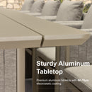 PURPLE LEAF Sanori Patio Dining Set Modern Large Weather-Resistant Table and Aluminum Chairs with Cushions for Garden Beige