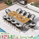 PURPLE LEAF Teak Patio Dining Set with Cushions and Pillow All-Weather Wicker Patio Table Set for Garden, Deck, and Yard