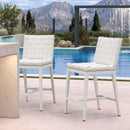 PURPLE LEAF Outdoor Counter Height Stools Set of 2, PU Leather Patio Bar Set with Aluminum Frame, Bar Chairs for Poolside, Garden, Kitchen Island