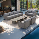 PURPLE LEAF Sanori Classical with Table Beige Patio Conversation Set with  Cushions and Ottoman for Poolside