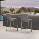 PURPLE LEAF Outdoor Counter Height Stools Set of 2, PU Leather Patio Bar Set with Aluminum Frame, Bar Chairs for Poolside, Garden, Kitchen Island